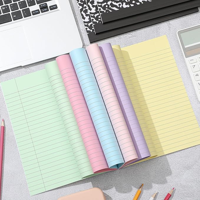 Henoyso 6 Pcs 120 Pages Colored Paper Notebooks 9.75" x 7.5" Pastel Colors Lined Paper Notebook Wide Ruled Marble Notebooks Journals Bulk for Office Supplies(Black Marble)