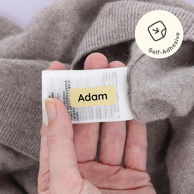 TeddyLabels - Clothing Labels for Nursing Home (180) – Self-Adhesive Name Tags for Clothes and Personal Items. Personalized Labels for Daycare, Nursing Homes, and Laundry Use - Yellow
