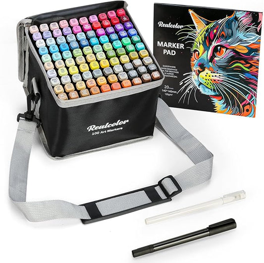 100 Alcohol Markers Set,Dual Tip Art Markers for Adult Coloring, Alcohol Markers Set for Drawing,Coloring,Sketching,Card Making,Illustration, Ideal for Artists, Designers & Crafters
