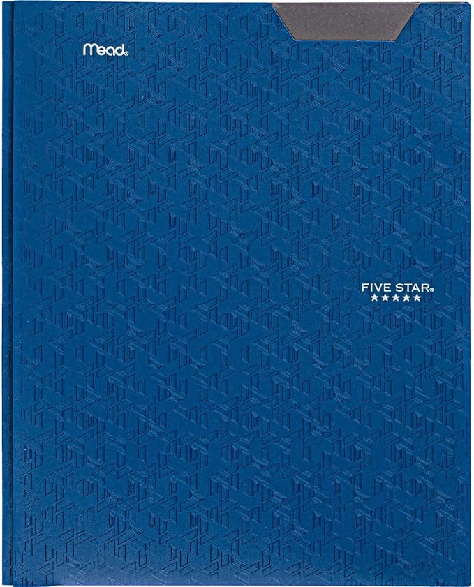 Five Star 2-Pocket Folder, Plastic Folder with Stay-Put Tabs and Prong Fasteners, Holds 8-1/2" x 11" Paper, Pacific Blue (72115) (Pack of 5)