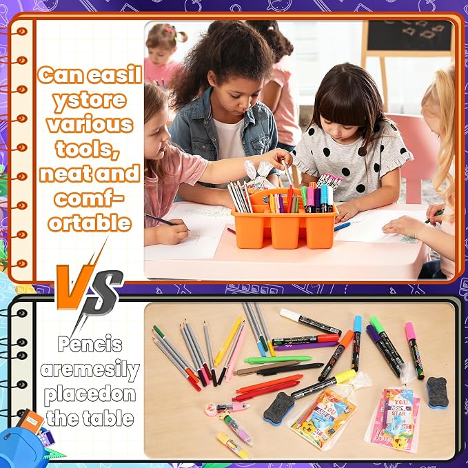 6 Pack Large Colorful Back-to-School Classroom Caddy | Plastic Caddy with Name Tags, Cards & Ribbons Back-to-school, Teachers, Classroom Organization & Group Activities