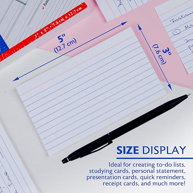 BAZIC Products Ruled Index Cards, 3" x 5", 100-Count, 4-Pack