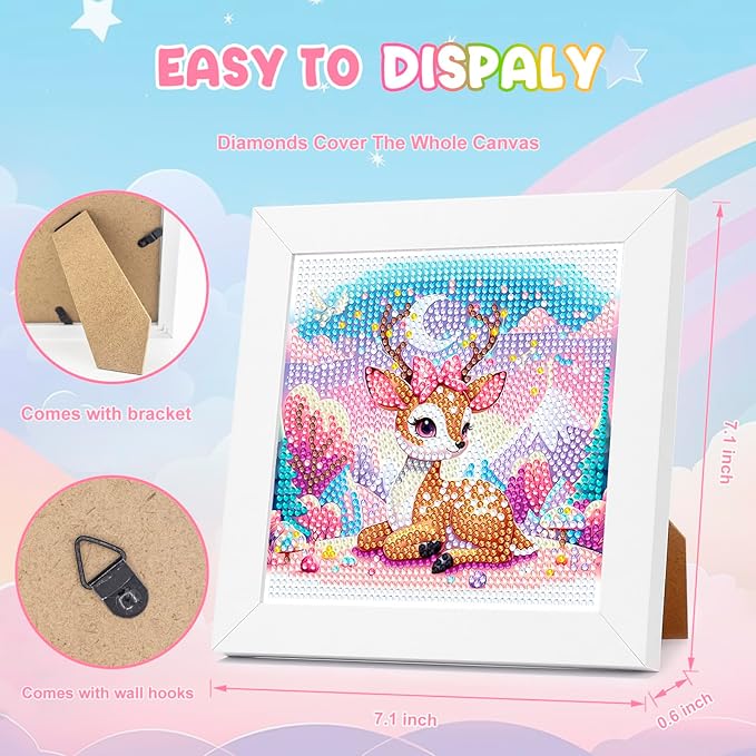 Diamond Art Kits with Wooden Frame - Arts and Crafts - Dimond Art Painting by Numbers - GEM Art for Beginners Adult Home Wall Decor