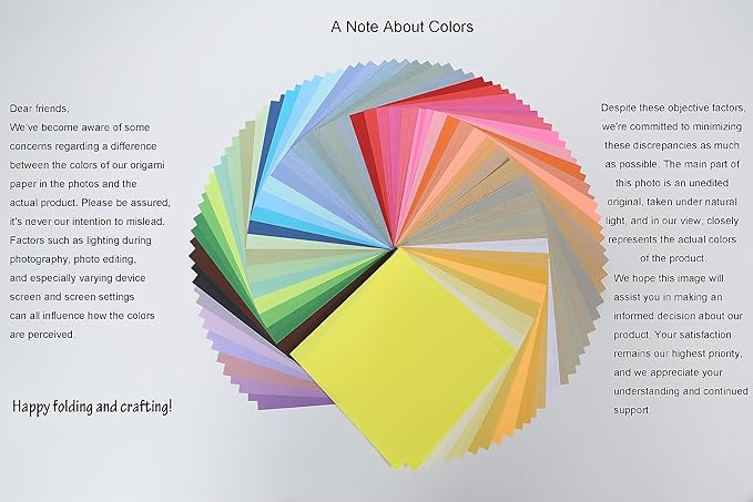 Origami Paper 50 Colors 100 Sheets 6" x 6" , Double Sided Color Origami Kit for Crafts & Art, Allow for Easy & Intricate Folding