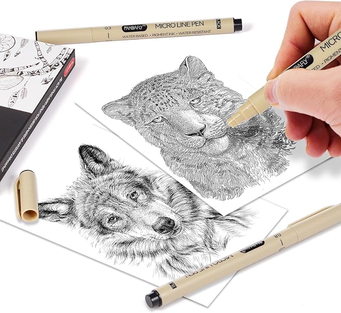 PANDAFLY Black Micro-Pen Fineliner Ink Pens, 9 Size Ultra Fine Point Pen, Waterproof Archival Ink, Multiliner Black Art Pens for Drawing, Sketching, Watercolor, Illustration, Bible, Anime, Manga