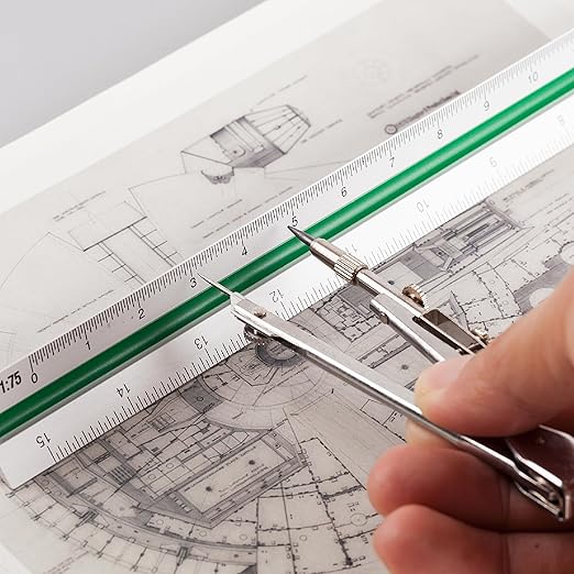 Mr. Pen Architectural 12 Inch Engineer & Drafting Ruler Set - Imperial & Metric Scale for Blueprints & Contractor Use