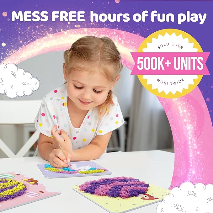 jackinthebox Poke Poke Art – Magical Theme, Mess-Free Fabric Art and Craft, Flower Pressing Kits, Gift for Kids, Girl Gifts, DIY Activity Boy Gift, Best Gift for Girls and Boys Ages 4 5 6 7 8