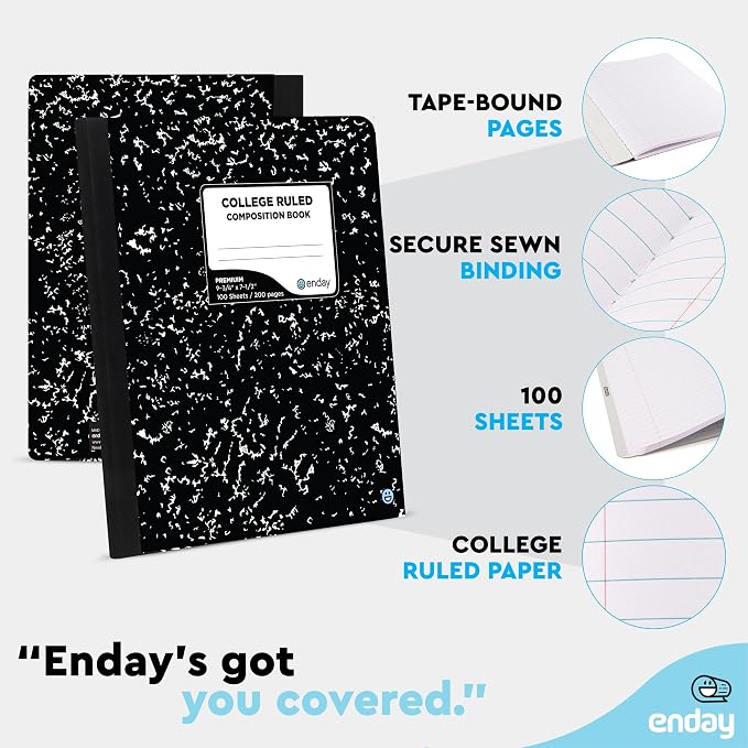 Enday Marble Composition Notebook College Ruled (4 Pack)