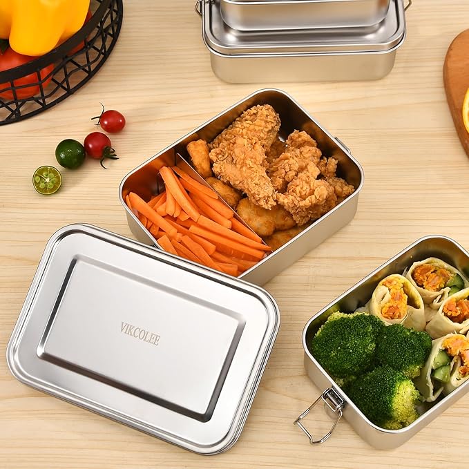 4 PCS Stainless Steel Bento Box 2400ml, Metal Bento Box, Metal Lunch Box, Food Containers, Stainless Steel Lunch Container for Home, Work, Camping