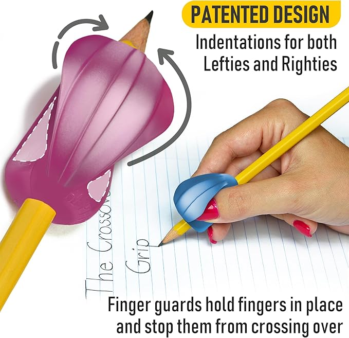 The Pencil Grip Pencil Grips, The Crossover Grip, Metallic Ergonomic Writing Aid For Righties And Lefties, Colorful Pencil Grippers, Assorted Metallic Colors, 6 Count - TPG-17706