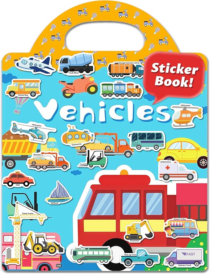 Walenced Reusable Sticker Book for Toddlers, Travel Stickers for Kids, Toddler Craft Activities Toys, Birthday Gifts for Boys & Girls
