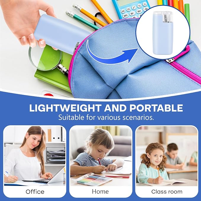 Portable Battery-Powered Electric Pencil Sharpener – Compact Design for Easy Use at Home, School, or Office – Ideal for Standard Pencils (Blue)