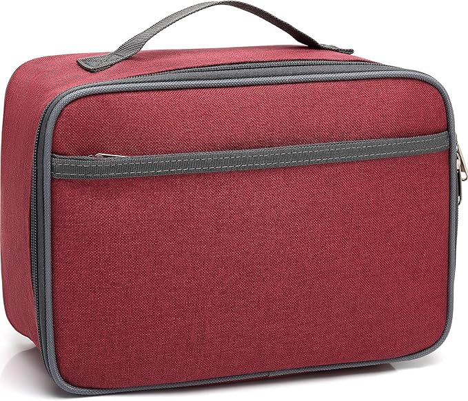 FlowFly Kids Lunch box Insulated Soft Bag Mini Cooler Back to School Thermal Meal Tote Kit for Girls, Boys,Women,Men, Deep Red