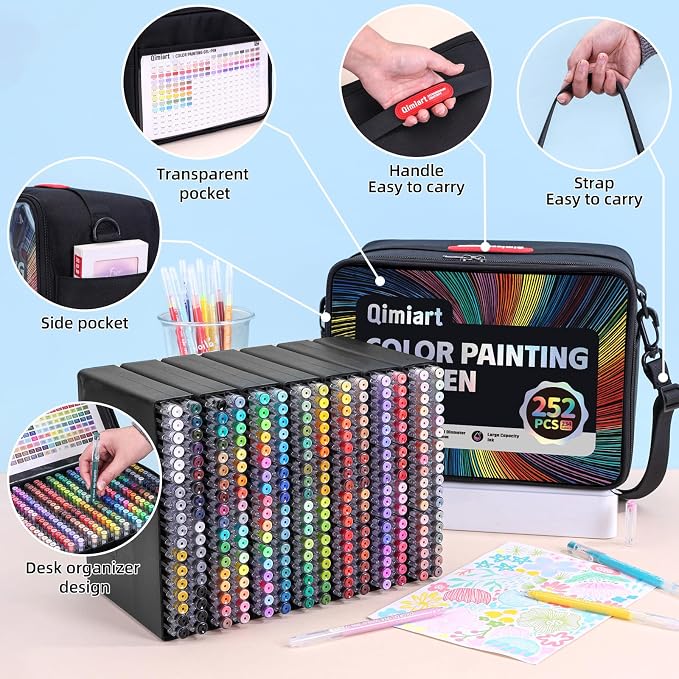 Gel Pens For Coloring, 252 Pack Colored Pens for Black Paper, 0.6MM Point