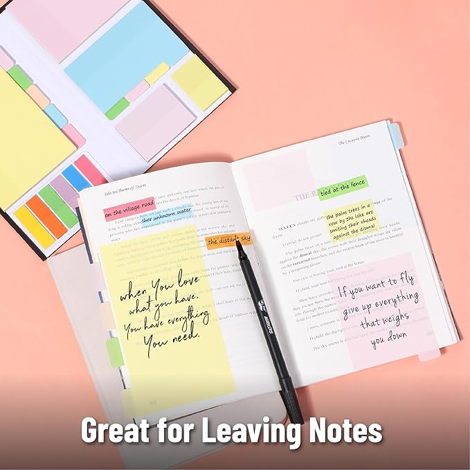 Mr. Pen- Transparent Sticky Notes Set, 380 Pack, Transparent Sticky Notes Tabs with Black Fineliner Pen for Bible Study, Office, School, Planning, Journaling & Organization
