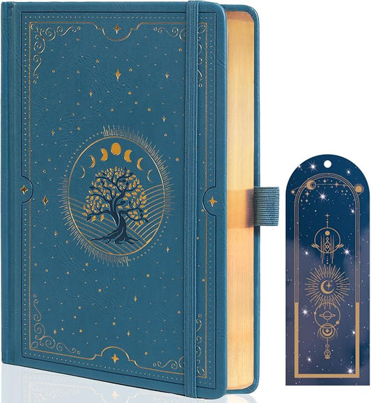 TIEFOSSI Tree of Life Journal, A5 Dotted Journal for Women Men, Dot Aesthetic Notebook with 190 Numbered Pages, Hardcover Vegan Leather Journals with Bookmark, 160 GSM Thick Paper