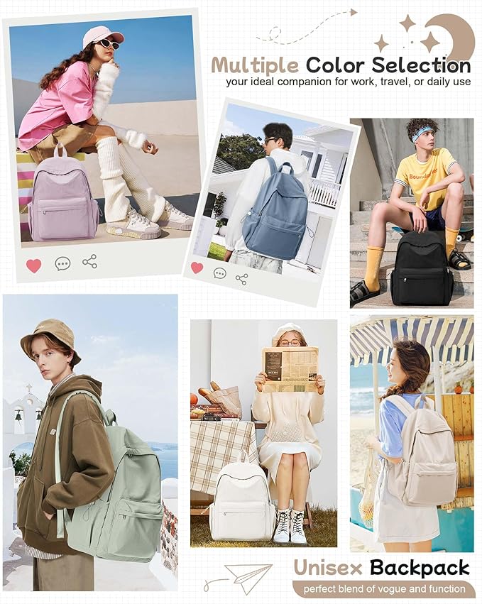 BJLFS Khaki Lightweight Basic Backpack for High School,College Bookbag for Womens,Travel Laptop Backpacks for Teen Girls,School Bag Casual Daypack