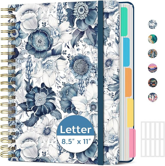 ZOTIA Large Spiral Notebooks for Work 5 Subject with Removable Dividers