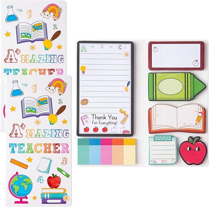 B1ykin A+ Teacher Sticky Notes Set - A+ Amazing Teacher Self-Stick Notes Pad, 550 Sheets Writing Memo Pages Sticky Notepad for Teacher Appreciation Gifts, School Office Supplies (2Pcs)