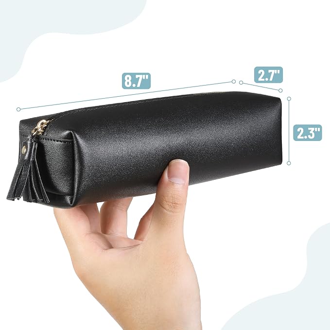 Mr. Pen- PU Leather Pencil Case, Black, Pencil Case Small Pencil Pouch | Aesthetic Pencil Cases