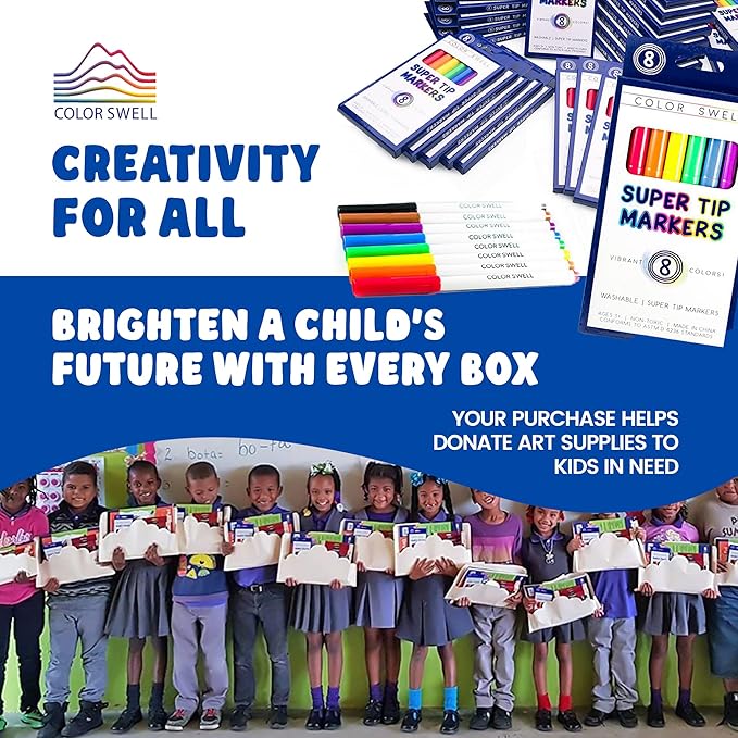Color Swell Washable Bulk Markers Pack 36 Boxes of 8 Vibrant Colors Each (288 Total Super Tip Markers) for Classrooms, Parties, Donations, Home