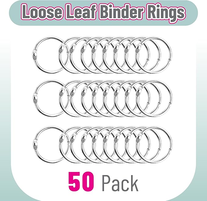 Mr. Pen- Loose Leaf Binder Ring, 50 Pack, 1 Inch, Loose Leaf Binder Book Rings Bulk for Books and Index Cards, Scrapbook, Keychains, School, Home, Office, Silver