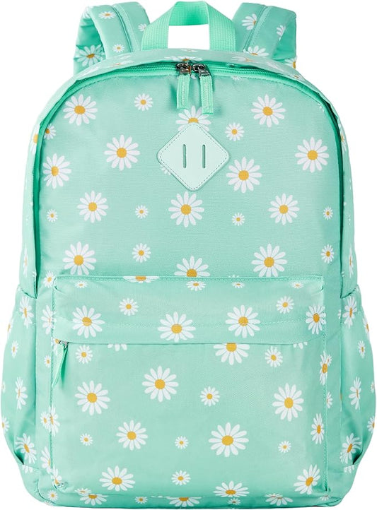 KK CRAFTS Preschool Backpack Kindergarten Little Kids Toddler Elementary School Backpacks for Boys and Girls with Chest Strap(17Inch, Daisy-Green)
