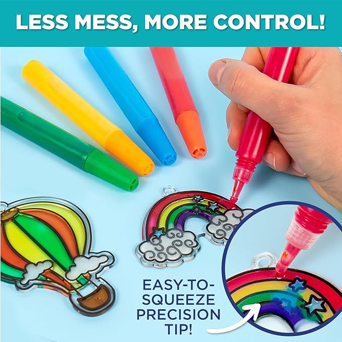 Horizon Group USA 10-Pack Suncatcher Art Pens – 10 Colors, 10ML Each – Kids’ Window Art Supplies, Refill Pens for Suncatchers, Arts and Crafts Activity