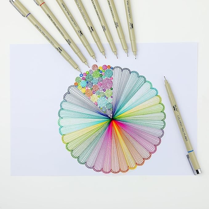 Mr. Pen- 0.5mm Micro Fine Point Pens, 8 Pack, Colorful Ink, Waterproof, Acid-Free, No-Smear Quick-Dry Fineliner Pens for Drawing, Sketching, Bible Journaling, Outlines & Everyday Writing