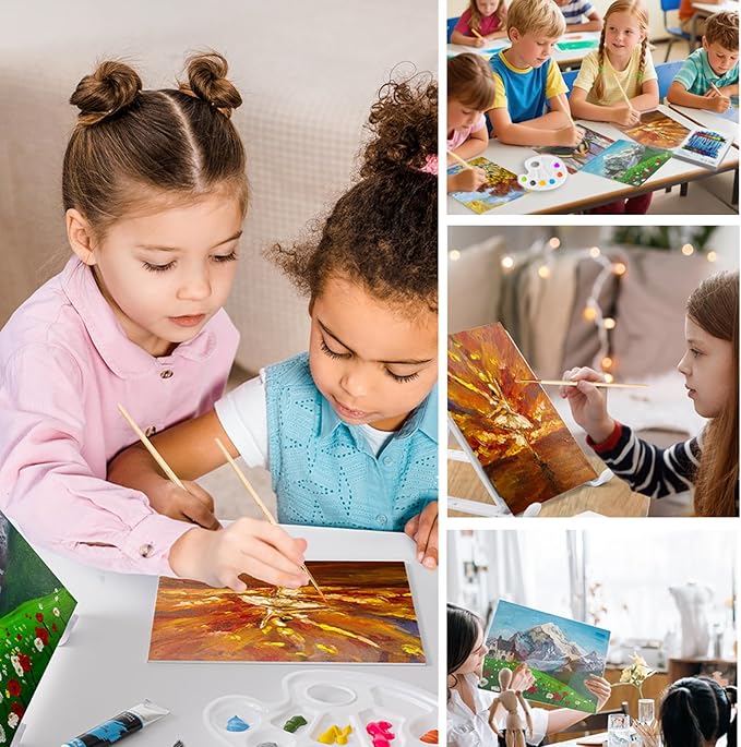 Acrylic Paint Set for Kids & Adults, Art Painting Supplies Kit with 18 Acrylic Paints, Paint Brushes, Canvas, Easel