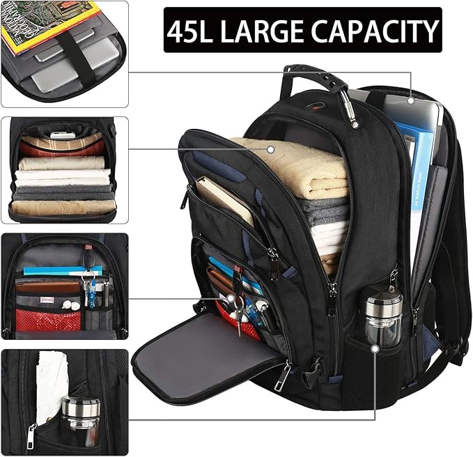 17.3 Laptop Backpack for Men Women, Extra Large Travel laptop Backpack with Rain Cover, TSA Friendly Flight Approved with RFID Anti Theft Pocket, Water Resistant School BookBag