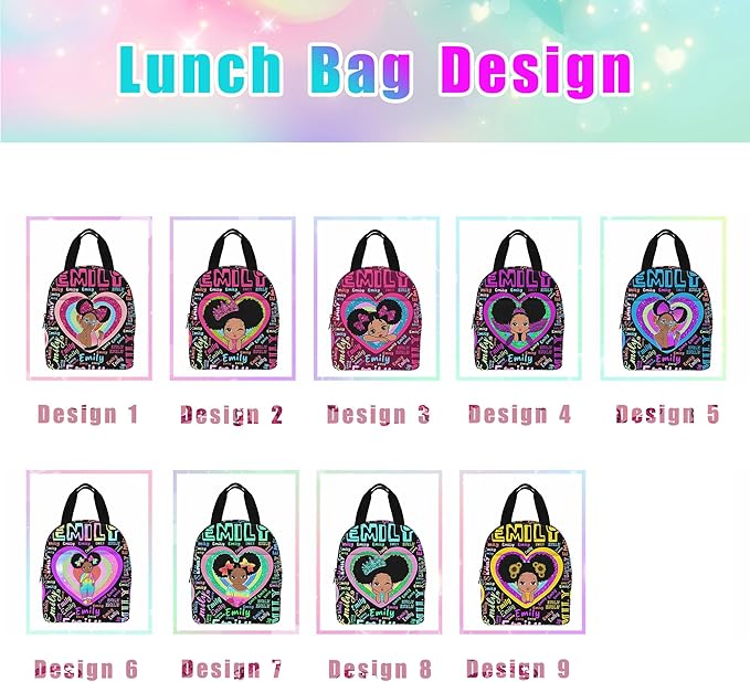 M YESCUSTOM Personalized School Backpack for Girls Kids Heart Rainbow Backpack with Lunch Box Lightweight Preschool Elementary Girls BookBags Set, Travel Daypack Shoulder Bag for Teenager