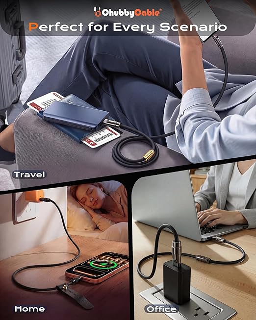 chubbycable Black Chubby Black Samurai Edition 120W USB C Cable Fast Charging Cable Durable Silicone Charger Cord Compatible with iPhone 17-15 Series iPad MacBook Airpods, USB A to Type C, 8.5FT