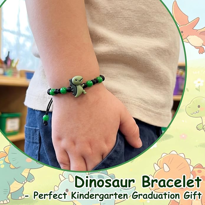 PEALICIOUS Dinosaur Bracelets for Boys, Back to School Birthday Son Gifts | First Day of Kindergarten Bracelet, Adjustable Dino Gifts Match Dinosaur Costume, Birthday Gifts for Boys Son Grandson