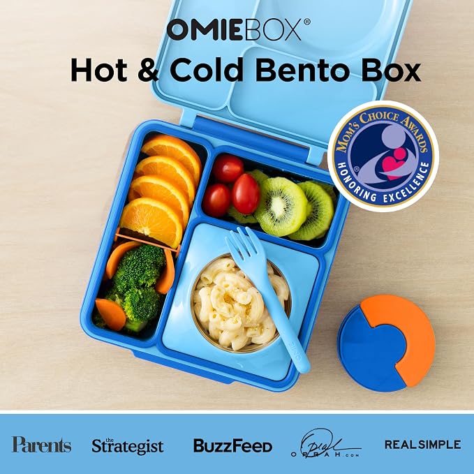 Omie OmieBox Kids Insulated Leakproof Bento Lunch Box with Food Jar (Blue Sky) (Pack of 2)