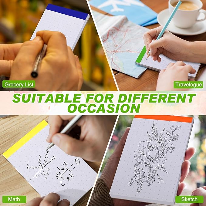 Tenceur 16 Pcs Dotted Grid Notepads 3 x 5 Inch Small Graph Grid Math Notebooks Pocket Lined Graph Memo Pads Scratch Pads Mini Writing Pads with 100 Pages Pads for School Classroom Supplies Homework