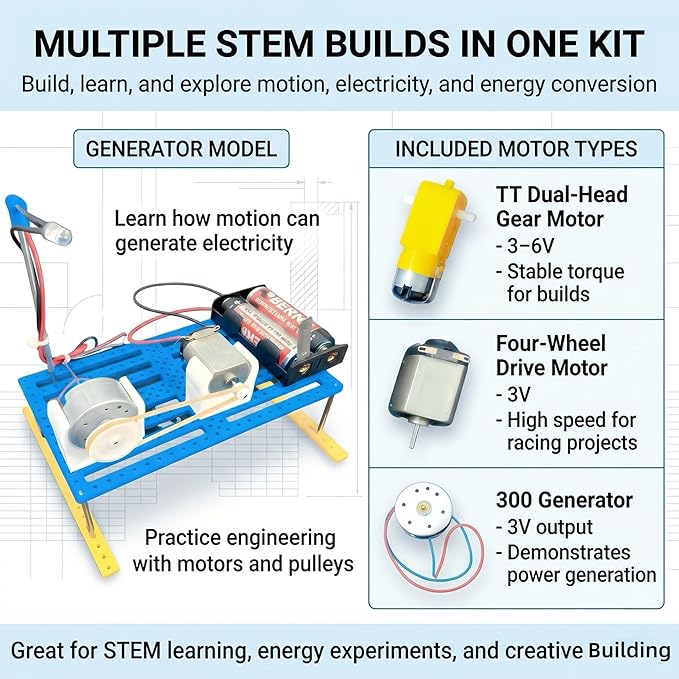 STEM Kits and STEM Toys for Kids Ages 8-14, Build 7 Models (One at a Time), Solar and Motor Science Kit, Engineering Building Kit, Solar Car Building Kit, Educational Gifts for Boys and Girls