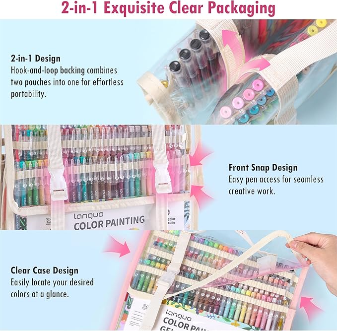 Acrylic Gel Pens for Coloring, 168 Pack Colored Gel Pens for Black Paper & White Paper, 0.6mm Fine Point Colorful Pens for Adult Drawing, Journaling, Note Taking, Doodling, Art Supplies