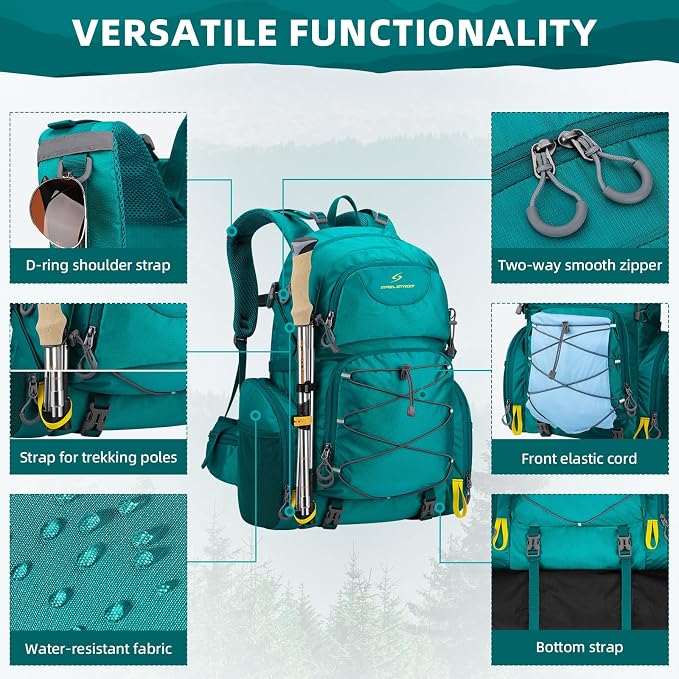 Maelstrom 40L Waterproof Hiking Backpack, Lightweight Travel Daypack | Rain Cover,Hydration-Ready, Tripod Straps, Load Compression, Survival Whistle, Perfect For Men, Women,Camping,Travel
