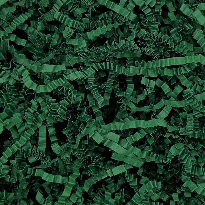 Tisspoms 1LB Crinkle Cut Paper Shred Filler, Paper Shreds for Basket Fillers, Birthday, Gift Wrapping, Anniversary, Wedding, Halloween, Thanksgiving, Christmas Gift Decor Party Filler (Dark Green)