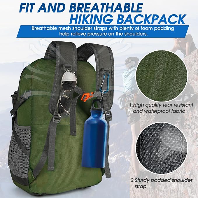 IGOLUMON Hiking Backpack 40L Packable Lightweight Camping Daypack Men Women | Multi-compartment storage Water-resistant Foldable Nylon Material Hiking Day pack for Camping Cycling Outdoor