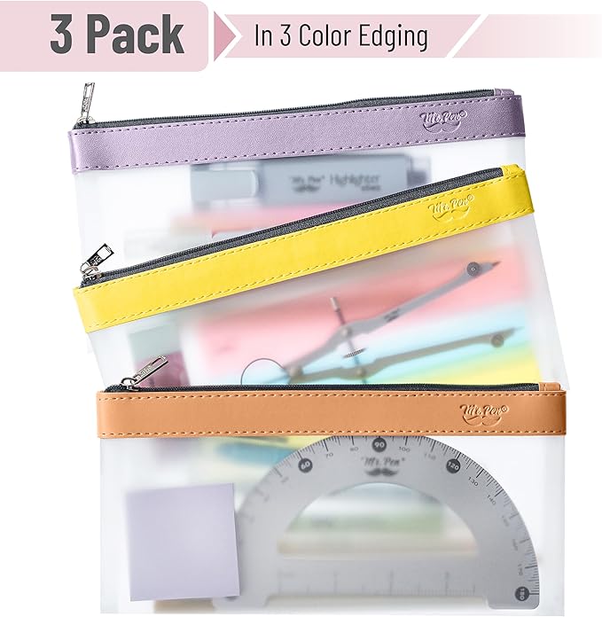 Mr. Pen- Clear Pencil Pouch, 8.50"x4.25", 3 Pack, Durable TPU Material, Medium Water-Resistant Pencil Bags with Smooth Zipper, Multipurpose Clear Pouch for Stationery, School, Office, Travel Supplies
