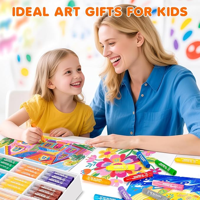 Toidgy 144 Pcs Tempera Paint Sticks, 12 Classic Colors, Washable Solid Paint Sticks for Kids Toddlers, Painting Art Supplies for Classroom Students, Class Pack, Non-Toxic, Quick Drying, Back to School Supplies Bulk