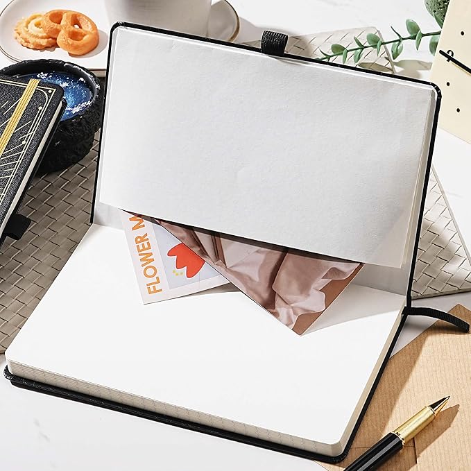 Artfan Ruled Notebook/Journal – Premium Thick Paper Classic Writing Notebook with Pocket + Page Dividers Gifts, Banded, Large, 128 Pages, Hard Cover, Lined (5.3" x 8.26") - Sun and Moon