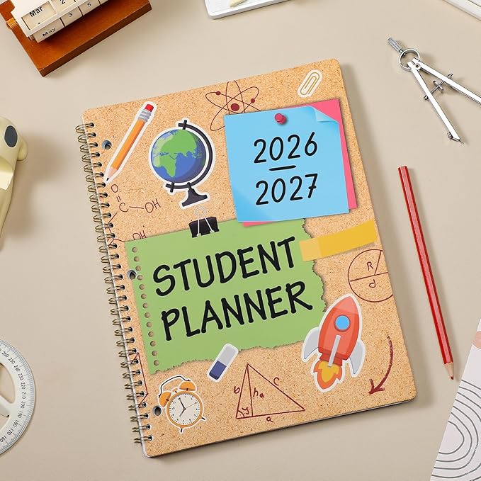 Student Planner 2026-2027 - Academic Planner 2026-2027, Aug. 2025 - Jun. 2026, 8.5'' x 11'', School Planners with Stickers, Week's Goals, Tabs and 3-Hole Punched, Good For Academic Year