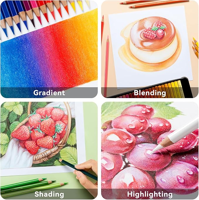 Ohuhu Colored Pencils: 72 Oil-based Drawing Pencils for Coloring Portrait Sketching Landscape, Durable Soft Core, Professional 72 Pack for Artist, Adult & Beginners, Halawa Series