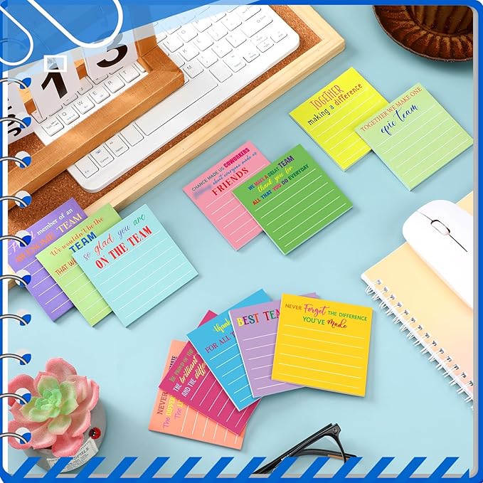 Yinder 24 Pcs Inspirational Sticky Notes Cute Motivational Sticky Notes Pad End of Year Employee Appreciation Gifts Bulk for Teacher Nurse Coworkers Office Supplies 3 x 3'' (Thank You,Dark)