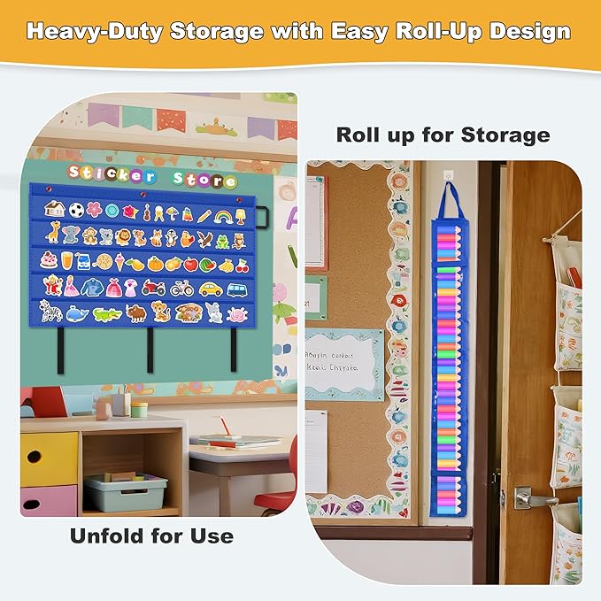 AKAYOK Bulletin Board Borders Storage Pocket Chart - Clear 5 Pocket Chart for Classroom Homeschool Office, Teacher Supplies for Word Wall/Letter Cards/Sentence Strips