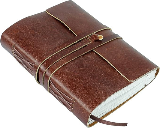 KomalC Handmade Leather Journal | Writing Diary | Bound Daily Notepad For Men & Women Unlined Paper Medium, writing pad gift for artist, sketch