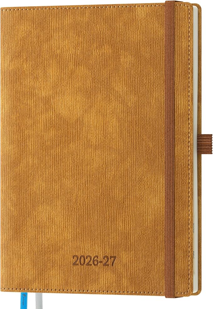 2026-2027 Weekly and Monthly Planner (July 2026–December 2027), 6.5"x8.5", Vertical Layout, 18 Months Agenda with Month Tabs & Pocket, Academic Calendar with Vegan Leather Cover,Caramel